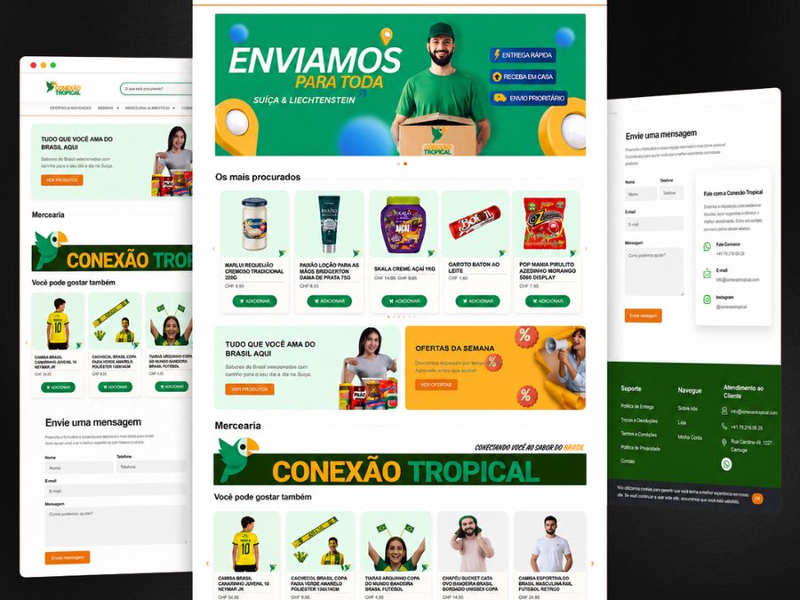 Loja virtual Conexão Tropical, e-commerce de produtos brasileiros com entrega para a Suíça e Liechtenstein