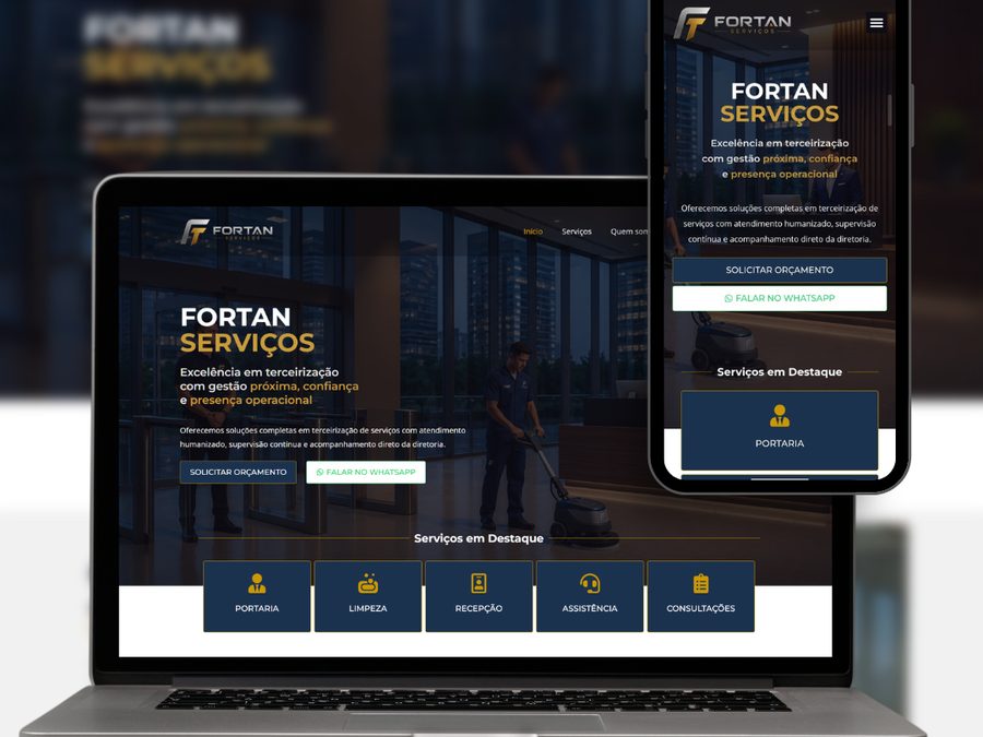 Site institucional da Fortan Serviços, terceirização com portaria, limpeza e recepção