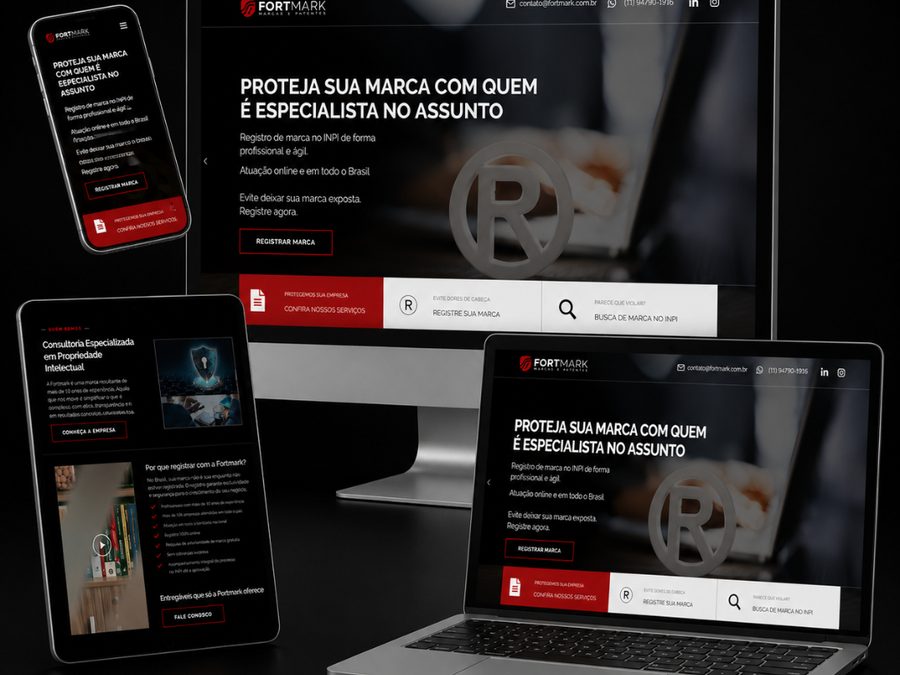 Site institucional da Fortmark, registro de marcas e patentes no INPI