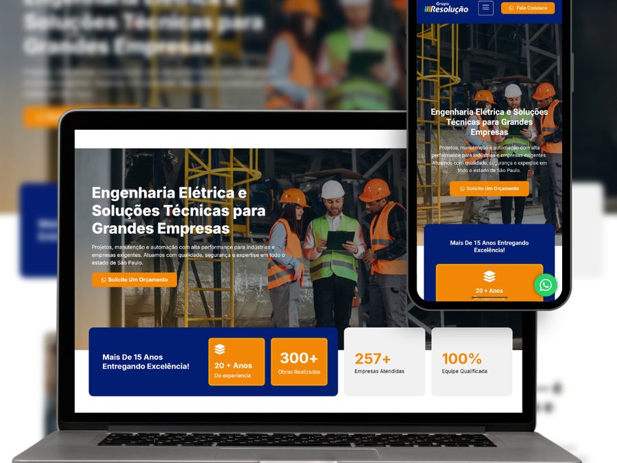 Site institucional do Grupo Resolução, engenharia elétrica para grandes empresas